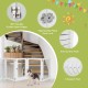Freestanding 6-panel dog gate in white with 4 support feet, ideal for stairs and flexible pet playpen setup.
